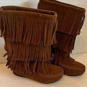 Fringed Brown Kids Boots